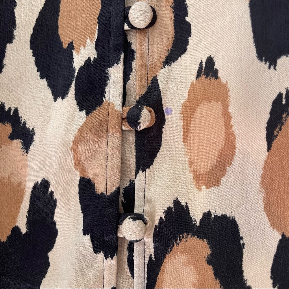Topshop Satin Leopard Midi Dress with Balloon Sleeves - Picture 5 of 8